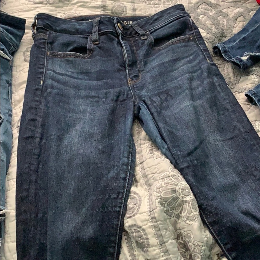 dark blue jeans